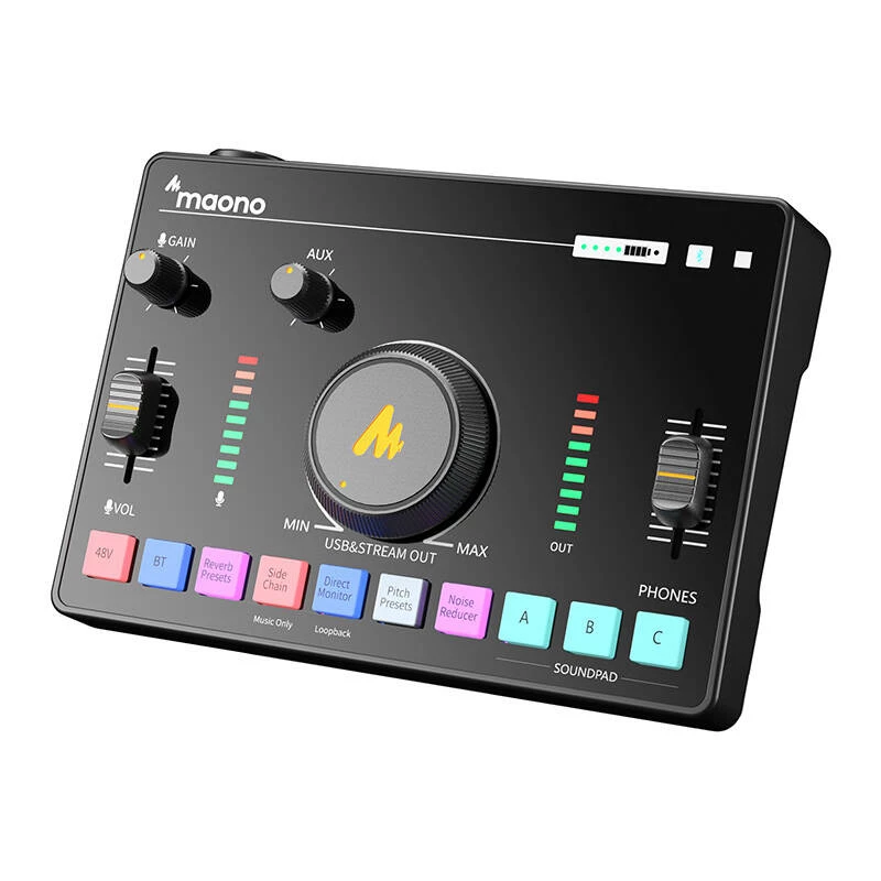 Audiomischpult MAONO AMC2 Neo, 2-Kanal USB-Mischpult mit USB-Anschluss