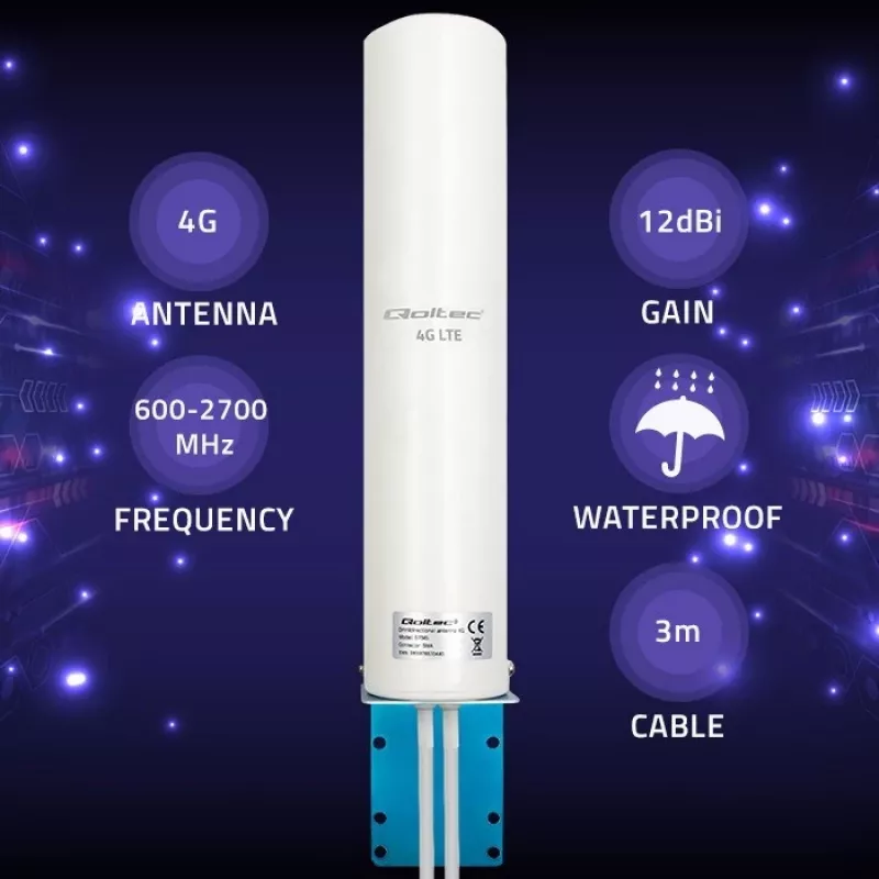 Rundstrahlende 4G-LTE-Doppelantenne QOLTEC 57045 12 dBi