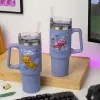 Paladone Minecraft violetter Isolierbecher mit Strohhalm, 900 ml