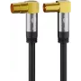 Goobay TV-Antennenkabel (135 dB Typ), 4-fach geschirmt, 2 m, Schwarz – vergoldet, Koax-Buchse 90° > Koax-Stecker 90° (70461)