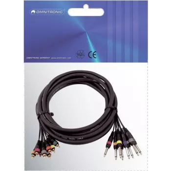 Audio-Snake-Kabel Omnitronic 8×Cinch auf 8×6,35 mm Mono-Klinke, 15 m, Modell 30304748