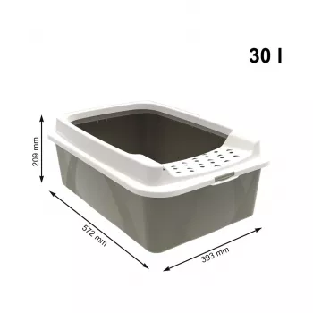 Katzenklo rotho Bonnie Eco Cappuccino 30 L abgedeckte Kunststoffschale mit Deckel, 572×393×209 mm