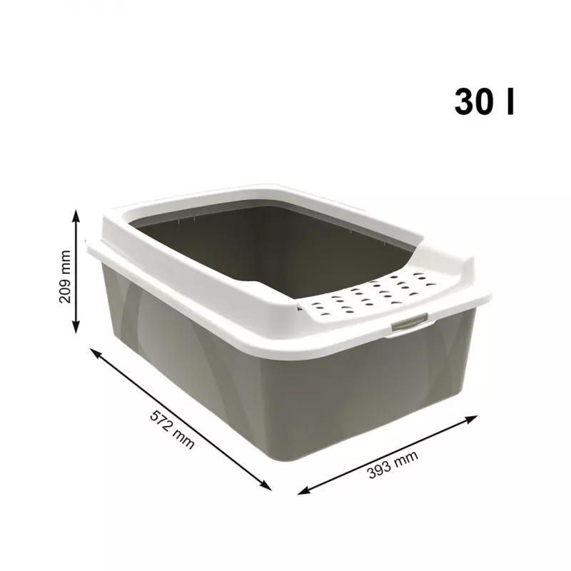 Katzenklo rotho Bonnie Eco Cappuccino 30 L abgedeckte Kunststoffschale mit Deckel, 572×393×209 mm