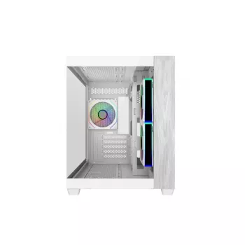 Cooler Master E481-WHNN-S00 Elite 481 WOOD Weiß, mATX, Frontpanel, 70° Vollansicht-Tempered-Glas