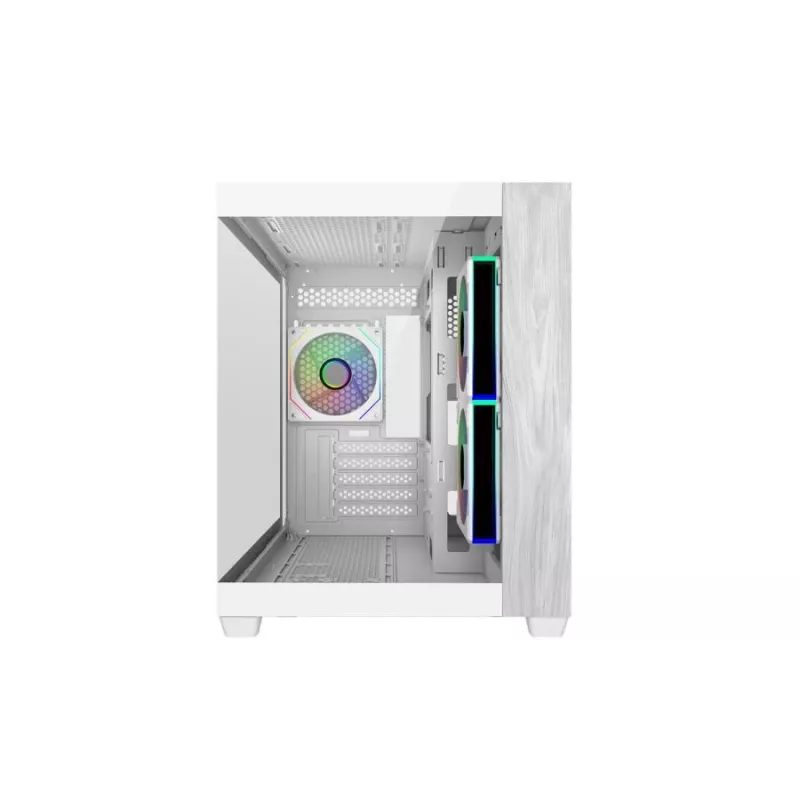 Cooler Master E481-WHNN-S00 Elite 481 WOOD Weiß, mATX, Frontpanel, 70° Vollansicht-Tempered-Glas