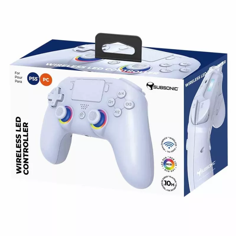 Gamepad Subsonic PS5 Wireless LED Controller Weiß D-pad Home Options Share