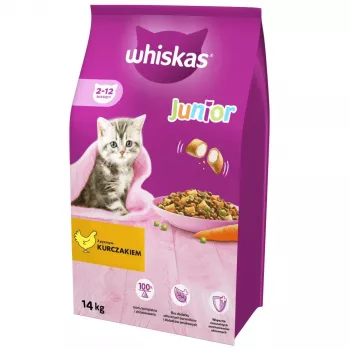 Whiskas Junior mit Huhn Katzentrockenfutter, 14 kg