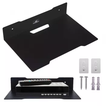 Wandregal für Decoder MACLEAN MC-122, Stahl, schwarz, max. Belastung 5 kg, Lochabstand 219 mm