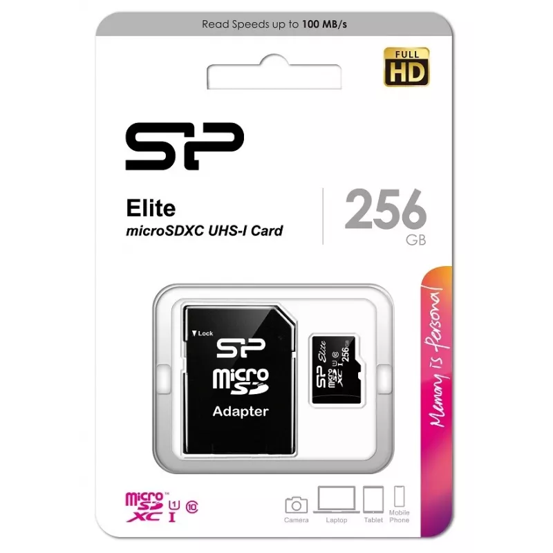 MicroSDXC-Speicherkarte Silicon Power Elite 256 GB UHS-I Class 10 U1 85 MB/s mit SD-Adapter