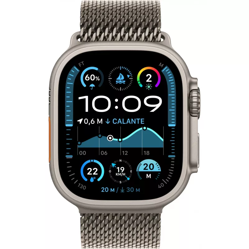 Apple Watch Ultra 2 GPS + Cellular 49mm Natural Titanium Gehäuse mit Natural Titanium Milanese Loop - M