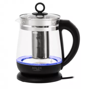 Adler Wasserkocher | AD 1299 | Elektrisch | 2200 W | 1,5 L | Glas | 360°-Drehsockel | Schwarz