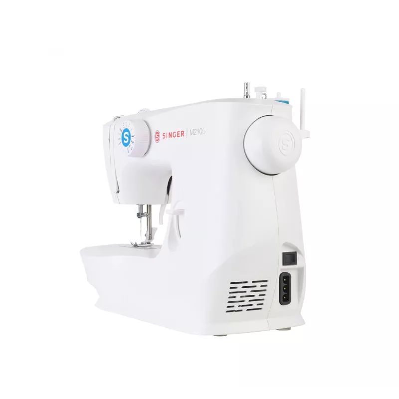 Halbautomatische Nähmaschine SINGER M2105 – 8 Stichmuster, 4-Schritt-Knopfloch, Freiarm, elektrisch, weiß