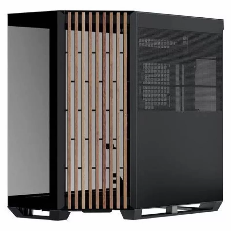 APNX V1-W-BK-v1 Midi-Tower Schwarz, Holz