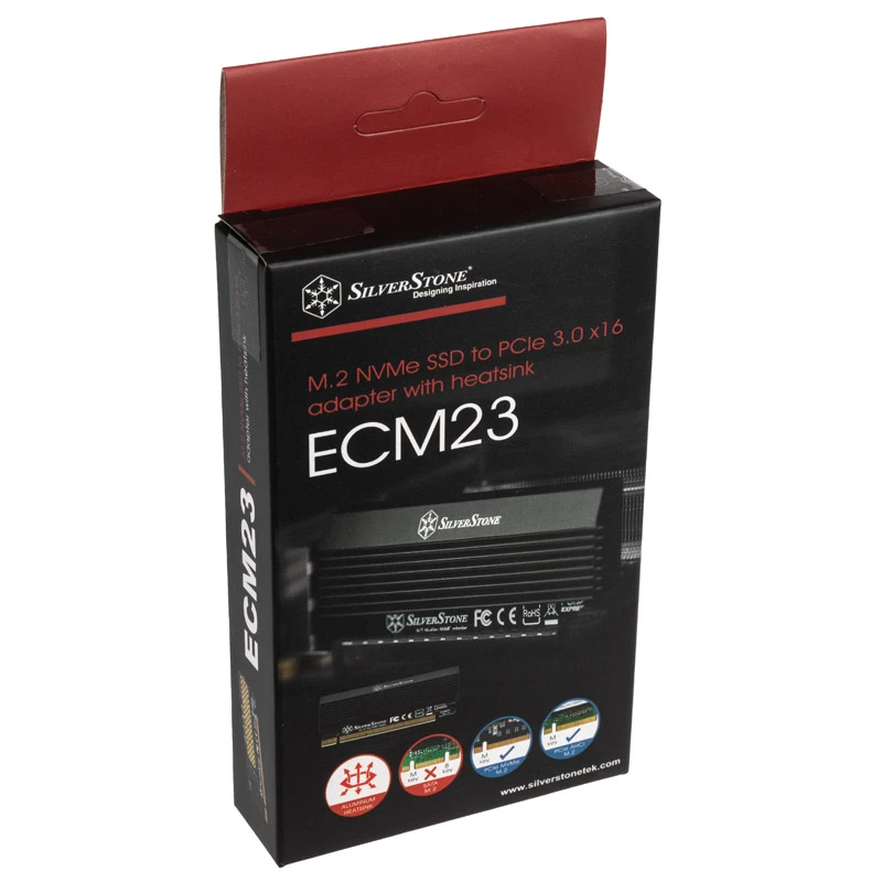 M.2 PCIe x4 Adapter mit Kühler SILVERSTONE SST-ECM23 — M.2 NVMe auf PCIe x4 (mit aktiver Kühlung)