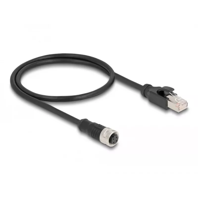 DeLOCK M12 Adapterkabel D-codiert 4-polig Buchse auf RJ45 Stecker 50 cm