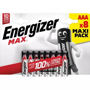 Einwegbatterie Energizer MAX AAA Alkaline 1,5 V – 8er-Pack, zylindrisch, 10 Jahre Haltbarkeit