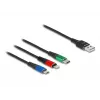 DeLOCK USB-Ladekabel 3-in-1 Typ-A auf Lightning, Micro-USB, USB Typ-C 30 cm