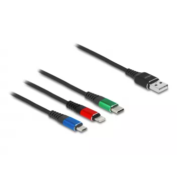 DeLOCK 90156 USB-Ladekabel 3-in-1, Type-A auf Lightning / Micro USB / USB Type-C, 2 m, Mehrfarbig