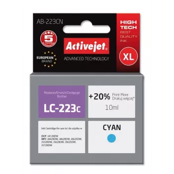 Activejet AB-223CN Tinte (Ersatz für Brother LC223C; Supreme; 10 ml; Cyan)