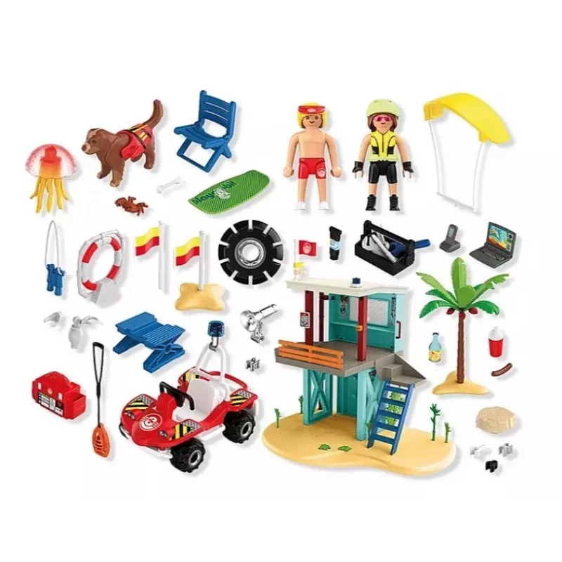 Spielset PLAYMOBIL Rettungsturm und Strandbuggy 71903 – Spielset mit Turm und Buggy