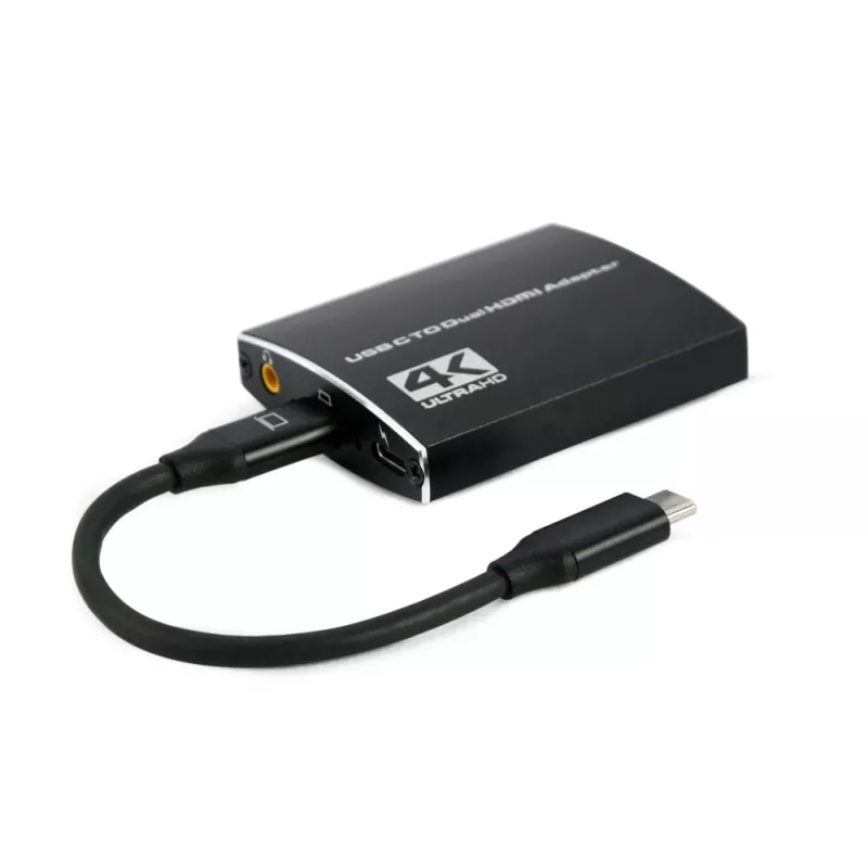 Gembird A-CM-HDMIF2-01 USB-C auf Dual-HDMI-Adapter, 4K 60Hz, schwarz