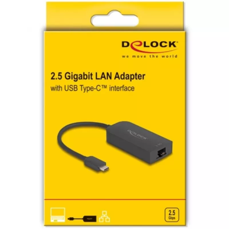 DeLOCK 66045 Adapter USB 5 Gbps Typ-A zu 2,5 Gigabit LAN RJ45 Schwarz