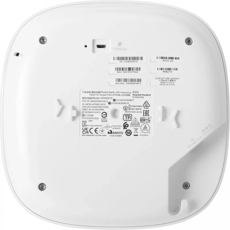 HPE Aruba Networking Instant On Indoor Access Point Wi-Fi 6 4x4 (RW) AP25