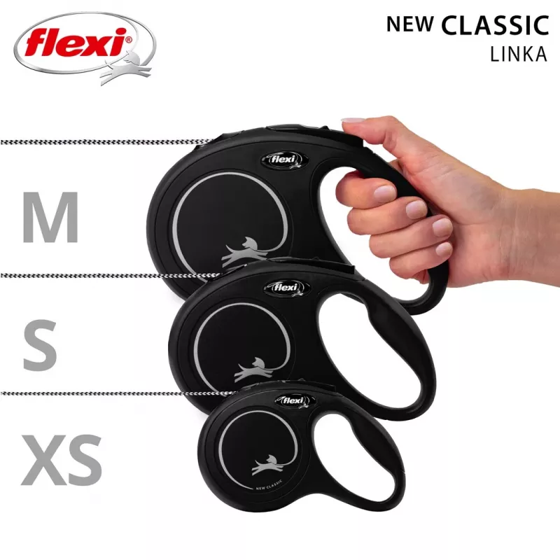 Flexi neu CLASSIC 8 m Schwarze Hundeleine mit Rollmechanismus