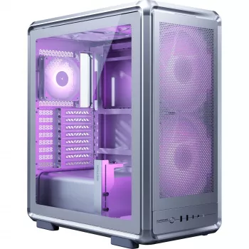 PC Midi Tower Cooler Master MasterFrame 500 Mesh — Schwarz mit transparenter Seite, unterstützt ATX-Netzteile, 2x200mm vorne + 1x120mm hinten, 2,5 Zoll/3,5 Zoll Laufwerke