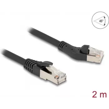 Netzwerkkabel DeLOCK RJ45 Cat.8.1 S/FTP 45° links abgewinkelt 2 m schwarz