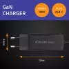 GaN 90W Ladegerät QOLTEC 52420 USB-C PD 5–20V 3A/4,5A Ausgang, 220–240V Eingang, 1,8 m Kabel, schwarz