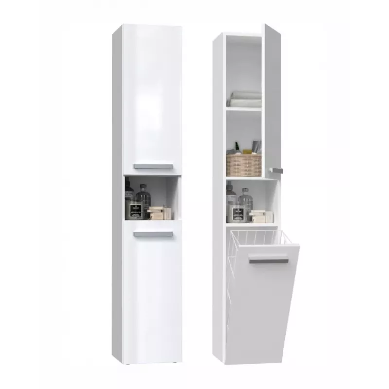 Badezimmerschrank NEL III 31x30x174 cm, weiß, hochglänzend
