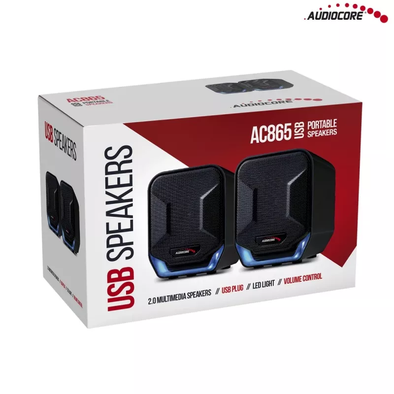 Lautsprecher Audiocore AC865, 2-Wege kabelgebunden, 2.0 Kanäle, 3 W, schwarz