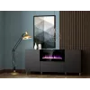 Kommode mit elektrischem Kamin Cama Meble PAFOS 180x42x82 cm mattschwarz, 3 Türen, 2 Einlegeböden, 1400–1600 W