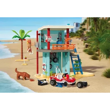 Spielset PLAYMOBIL Rettungsturm und Strandbuggy 71903 – Spielset mit Turm und Buggy