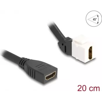 DeLOCK Keystone Modulkabel HDMI Buchse auf Buchse 45° abgewinkelt 8K 60 Hz 20 cm schwarz