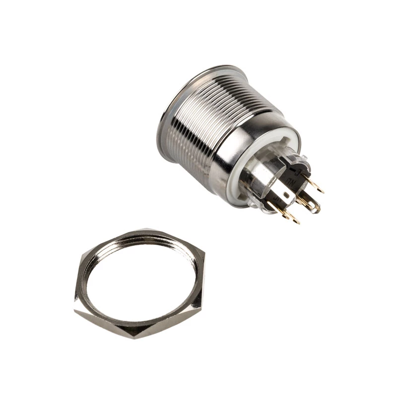 Vandalensicherer Drucktastenschalter DimasTech PD197 25 mm Silverline-Ring