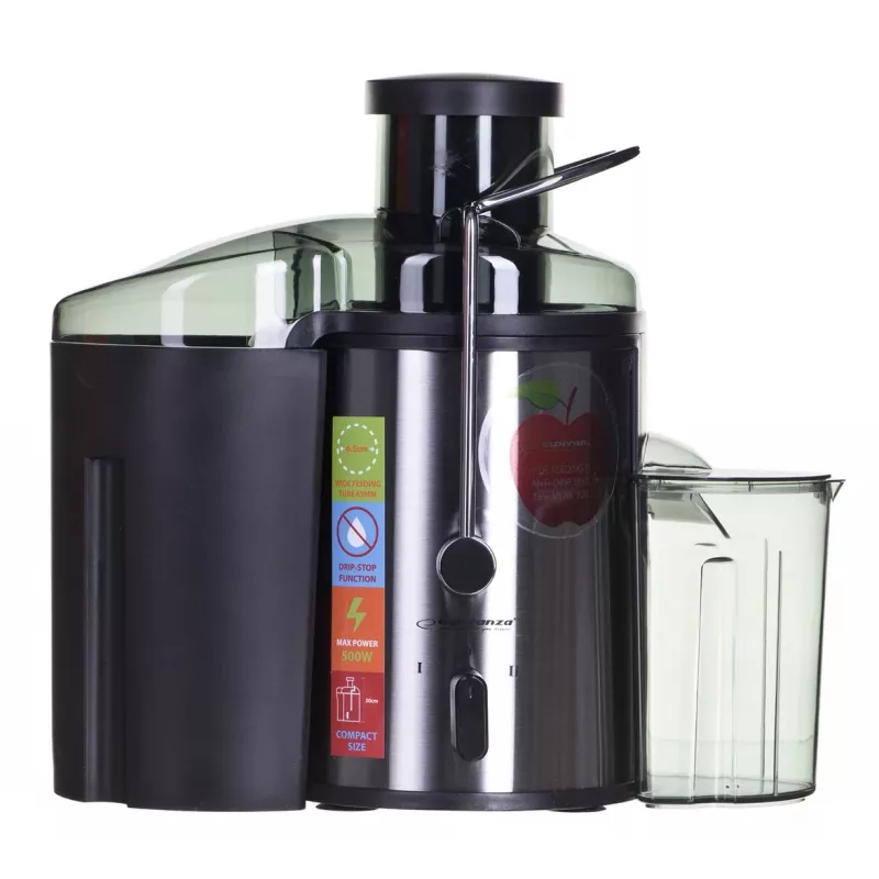 Entsafter ESPERANZA EKJ002 — 500 W, 0,45 L Saftbehälter, 1,5 L Tresterbehälter, Edelstahl/Schwarz