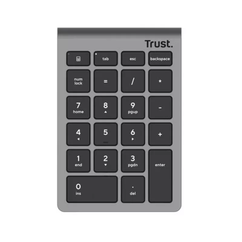 Numerischer Tastenblock TRUST Xalas 22 Tasten RF Wireless Scherenschalter für Laptop/PC, Silber, 94 g