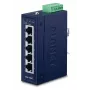 Netzwerk-Switch PLANET ISW-500T, unmanaged 5-Port Fast Ethernet (10/100), 12–48V, blau