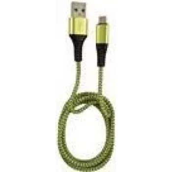 LC-POWER Kabel USB-Micro-1M-7 1m schwarz/grün, USB-A auf Micro-USB (LC-C-USB-MICRO-1M-7)