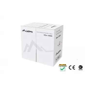 Netzwerkkabel LANBERG LCU5-12CU-0305-S U/UTP Cat5e 305 m, 24 AWG, grau, PVC-Mantel