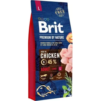 Brit Premium by Nature Adult Large Trockenfutter für Hunde, Huhn, 15 kg