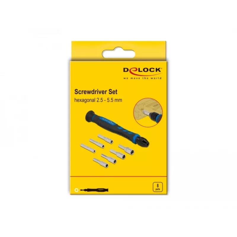 Schraubendreher-Set DeLOCK 90551 8-tlg. Außensechskant-Hohlschaft 2,5 - 5,5 mm