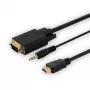 SAVIO HDMI-zu-VGA-Kabel CL-198, HDMI-Stecker auf VGA-Stecker mit Audio, 1,8 m Länge