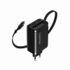 Ladegerät CANYON OnCharge 65RC mit integriertem USB-C-Kabel, 65 W, 1x PD, 1x QC, EU-Stecker, Schwarz