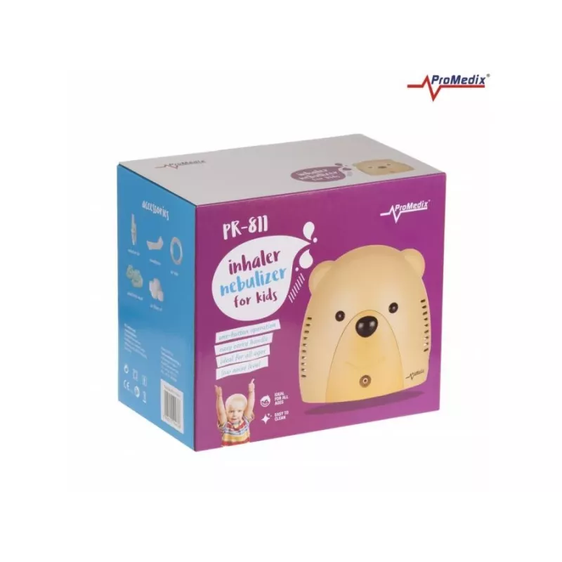 Promedix Inhalator für Kinder, Teddybär, Vernebler-Set, Masken, Filter, PR-811