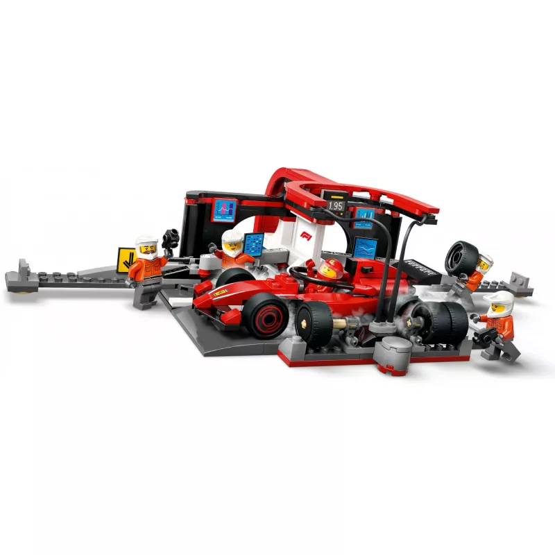 LEGO City F1-Boxenstopp-Set 60443 – Ferrari F1-Auto, 322 Teile, 5 Minifiguren, Alter 6+