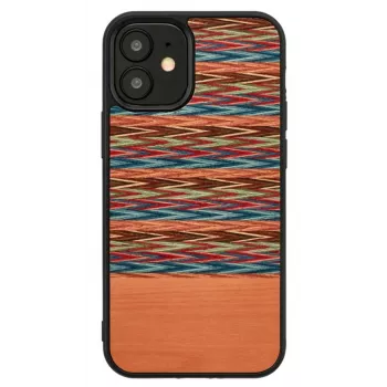 Handyhülle Mann und Holz für iPhone 12 mini – braunes Karomuster mit schwarzem Rand