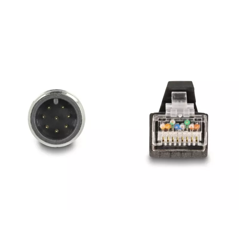 Netzwerkkabel DeLOCK M12 Kabel A-codiert 8-polig Stecker auf RJ45 Stecker PUR (TPU) 1 m